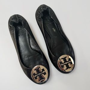 Tory Burch Reva Ballet Flats Size 6.5 Black Leather Size 6